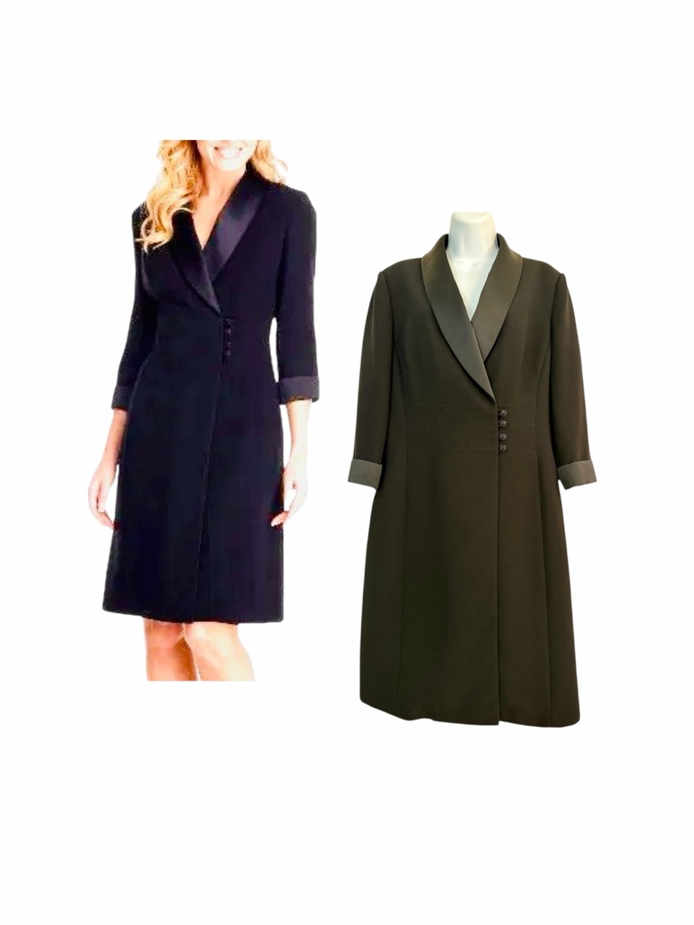 TAHARI Black Double-Breasted Tuxedo Blazer Dress Size 10  Black Glam Business